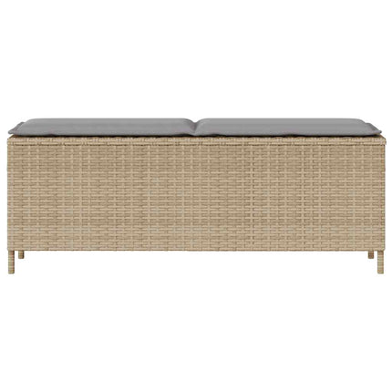 Banc de jardin avec coussin beige 110x30x40,5 cm résine tressée