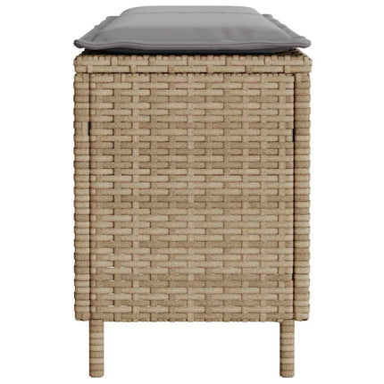 Banc de jardin avec coussin beige 110x30x40,5 cm résine tressée