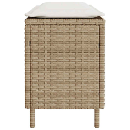 Banc de jardin avec coussin beige 110x30x40,5 cm résine tressée