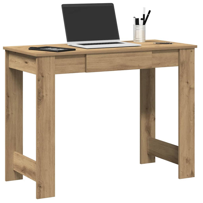 Bureau chêne artisanal 100x45x75 cm bois d'ingénierie