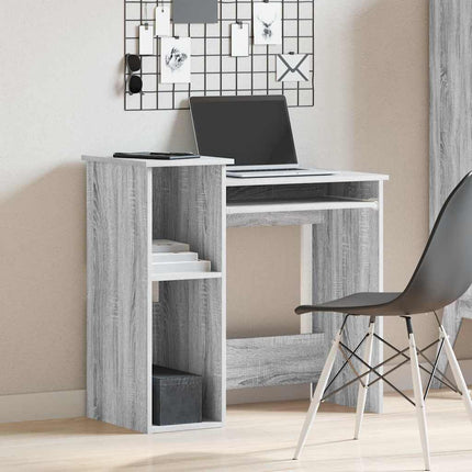 Bureau avec étagères sonoma gris 84x40x78 cm bois d'ingénierie