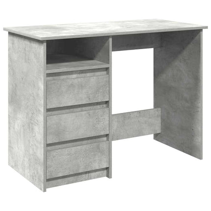 Bureau gris béton 102x50x75 cm bois d'ingénierie