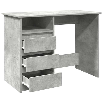 Bureau gris béton 102x50x75 cm bois d'ingénierie