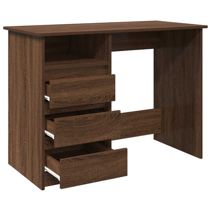 Bureau chêne marron 102x50x75 cm bois d'ingénierie