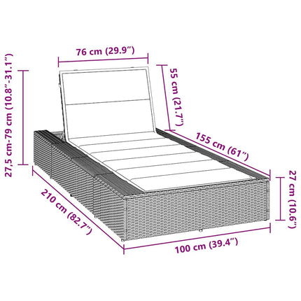 Transat avec coussin flottant noir résine tressée