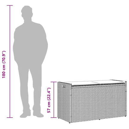 Banc de rangement extérieur coussin gris 100 cm résine tressée