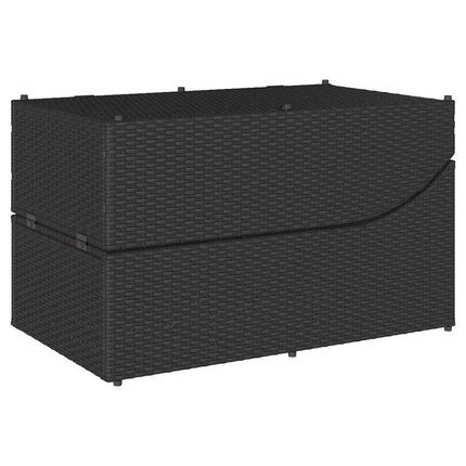 Chaise longue pliante coussin et rangement noir résine tressée