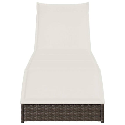 Chaise longue pliante coussin rangement marron résine tressée