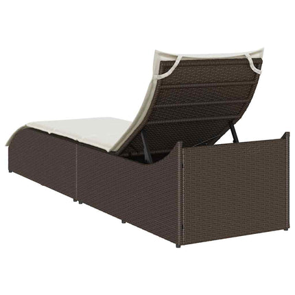 Chaise longue pliante coussin rangement marron résine tressée