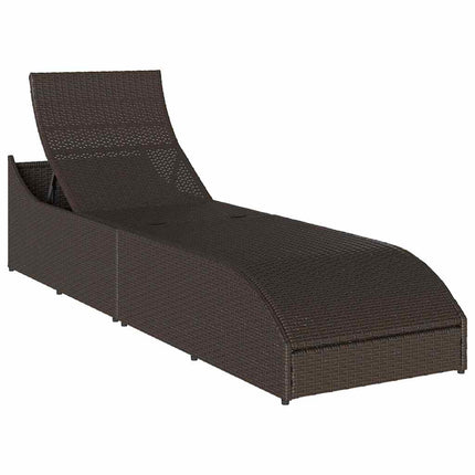 Chaise longue pliante coussin rangement marron résine tressée