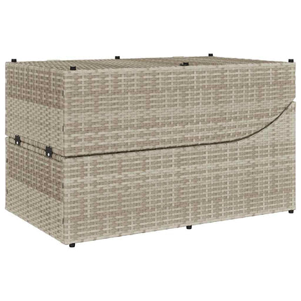 Chaise longue pliante coussin et rangement gris clair polyrotin