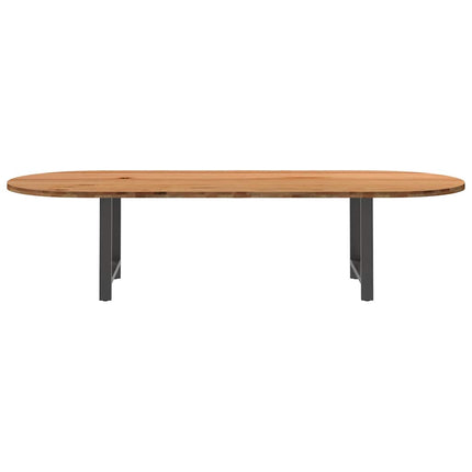 Table à manger marron clair bois de chêne massif ovale