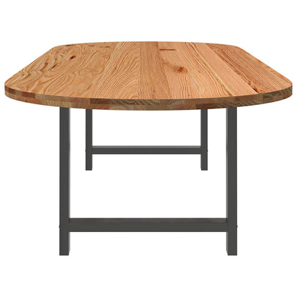 Table à manger marron clair bois de chêne massif ovale