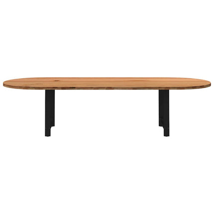 Table à manger marron clair bois de chêne massif ovale