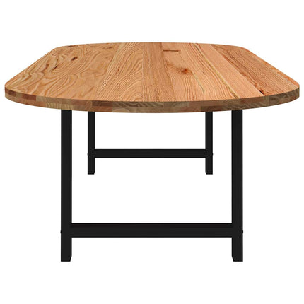 Table à manger marron clair bois de chêne massif ovale