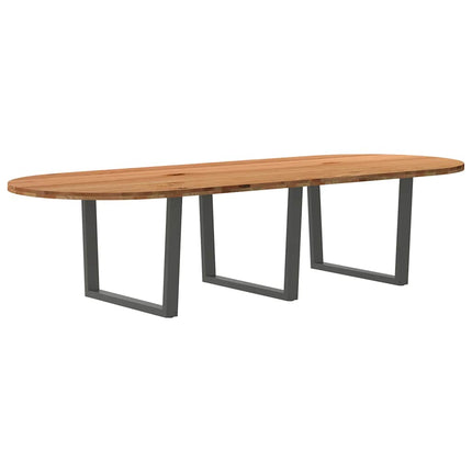 Table à manger marron clair bois de chêne massif ovale