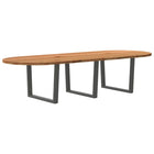 Table à manger marron clair bois de chêne massif ovale