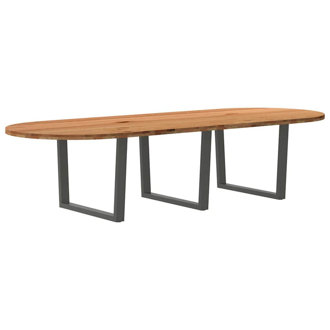 Table à manger marron clair bois de chêne massif ovale