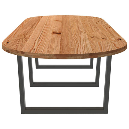 Table à manger marron clair bois de chêne massif ovale