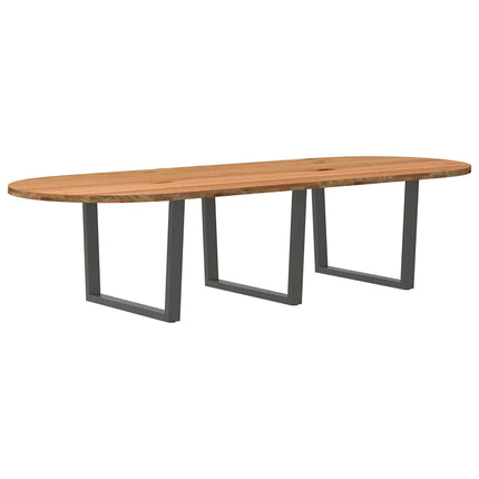 Table à manger marron clair bois de chêne massif ovale