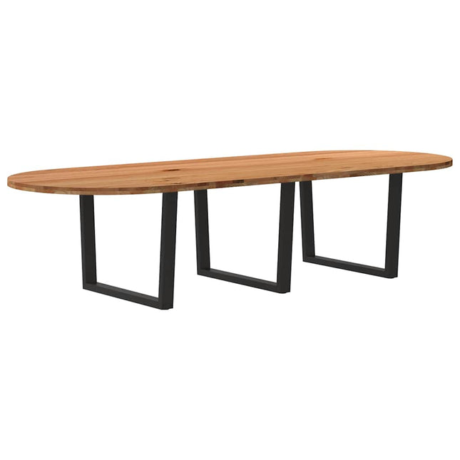 Table à manger marron clair bois de chêne massif ovale