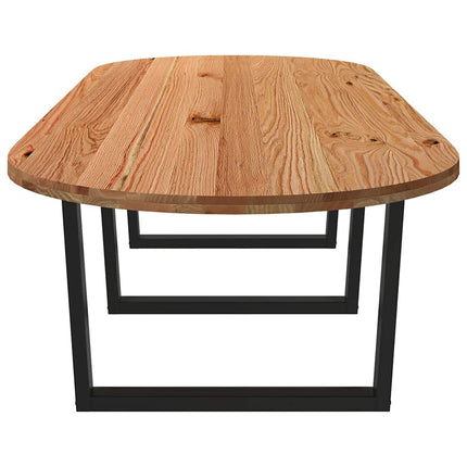 Table à manger marron clair bois de chêne massif ovale