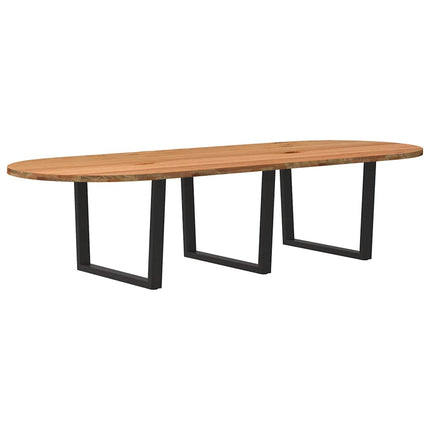 Table à manger marron clair bois de chêne massif ovale