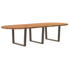 Table à manger marron clair bois de chêne massif ovale