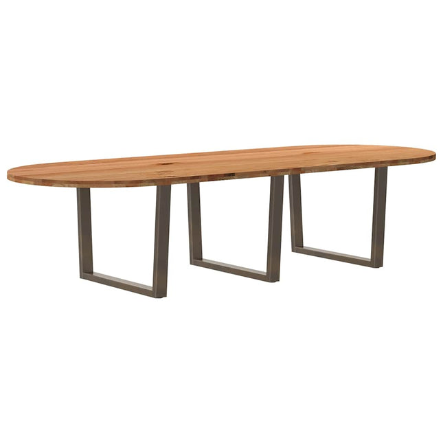 Table à manger marron clair bois de chêne massif ovale