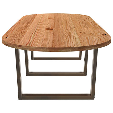 Table à manger marron clair bois de chêne massif ovale