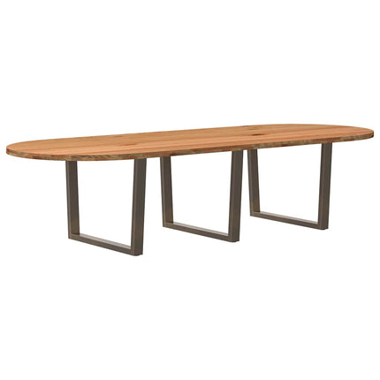 Table à manger marron clair bois de chêne massif ovale