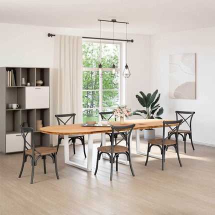 Table à manger marron clair bois de chêne massif ovale