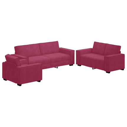 Ensemble de canapés 3 pcs avec coussins Rouge bordeaux Velours