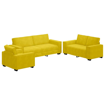 Ensemble de canapés 3 pcs avec coussins Jaune Velours