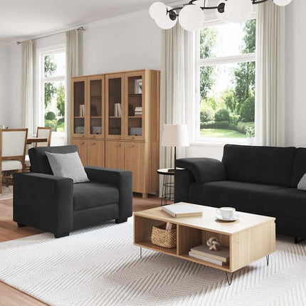 Ensemble de canapés 3 pcs avec coussins Noir Velours