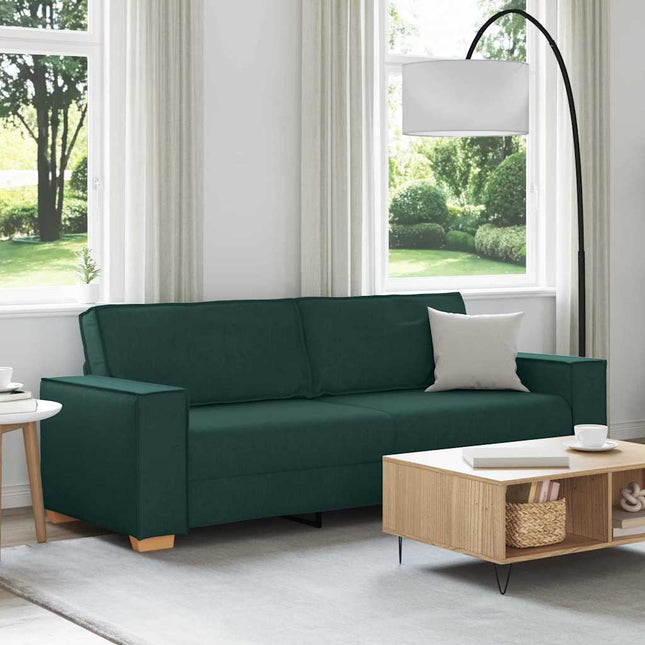 Sofa 3 places Vert foncé tissu