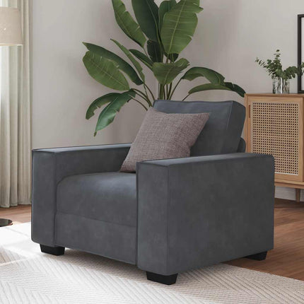 Fauteuil gris foncé 60 cm velours