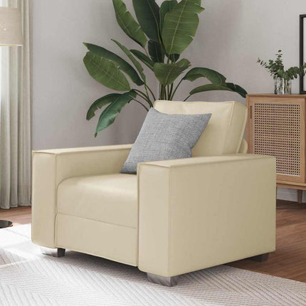 Fauteuil Sofa 59 cm avec coussin Crème Faux cuir