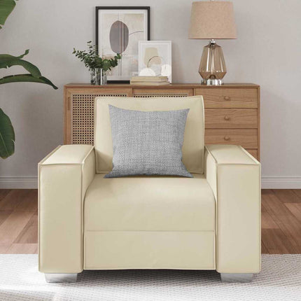Fauteuil Sofa 59 cm avec coussin Crème Faux cuir