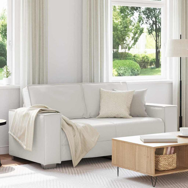 Canapé Loveseat 140 cm avec coussin Blanc Faux cuir