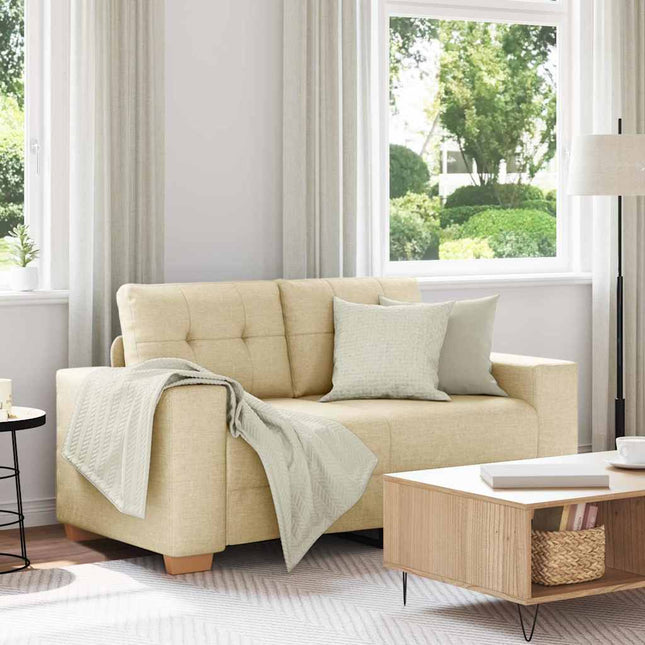 Canapé deux places avec coussin Crème tissu