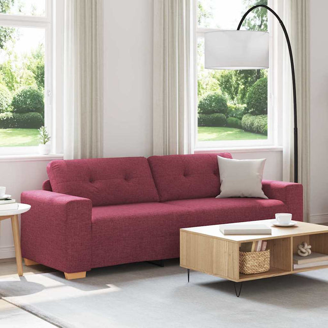Sofa 3 places avec coussin Rouge bordeaux tissu