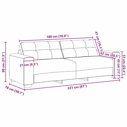 Sofa 3 places avec coussin Crème tissu