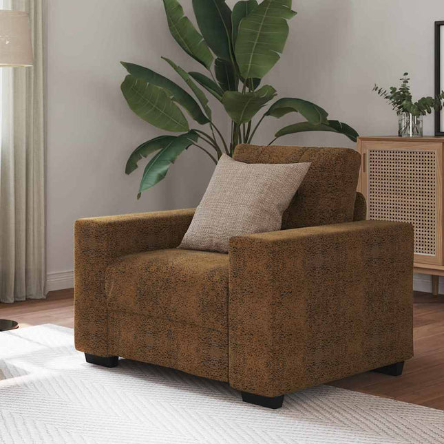Fauteuil avec coussin Marron Faux cuir et bois
