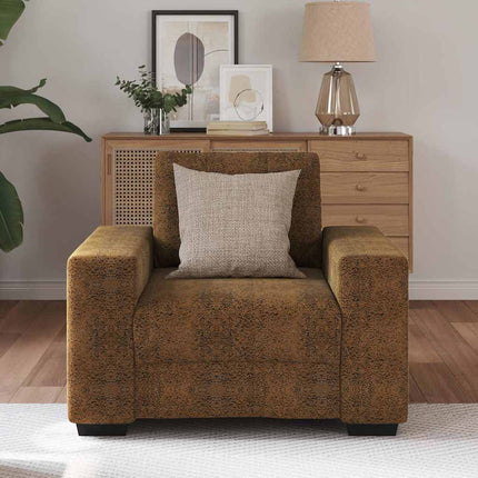 Fauteuil avec coussin Marron Faux cuir et bois