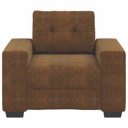 Fauteuil avec coussin Marron Faux cuir et bois