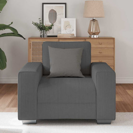 Fauteuil gris foncé 60 cm tissu velours côtelé