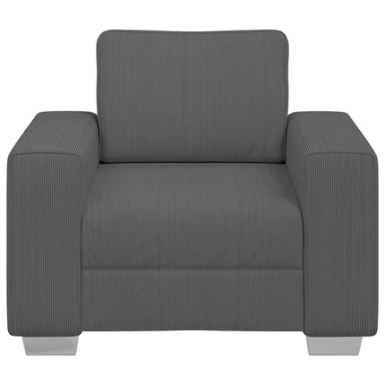 Fauteuil gris foncé 60 cm tissu velours côtelé