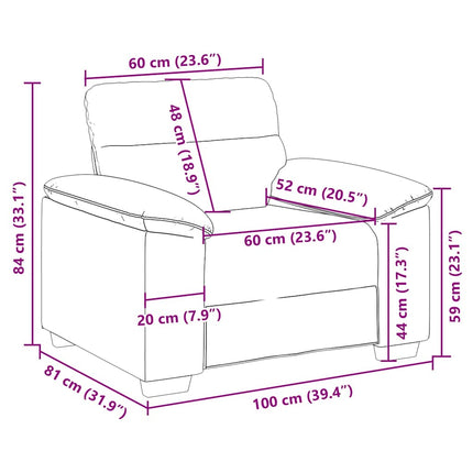 Fauteuil gris clair 60 cm tissu