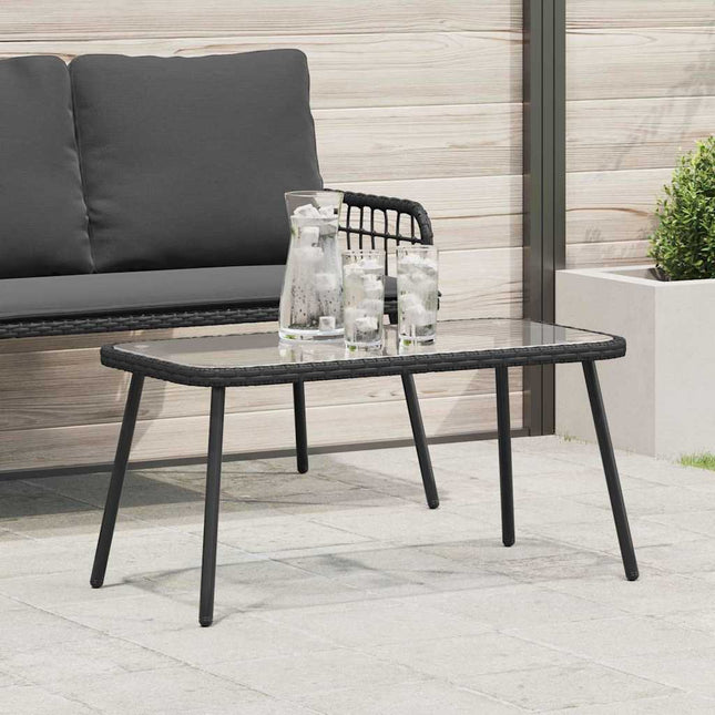 Table basse Noir 90 x 45 x 43 cm Poly Rattan et verre